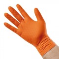 Guantes de nitrilo naranja diamantado talla L